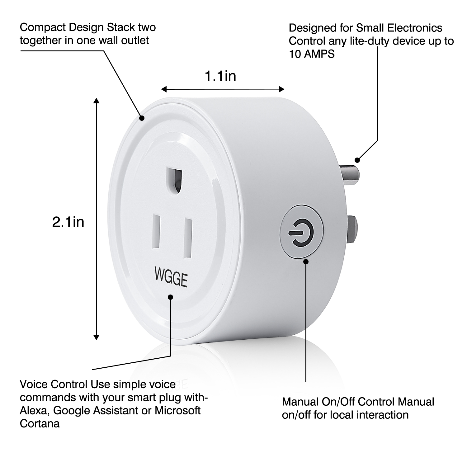 Smart Plug, WGGE Mini Smart WiFi Outlet Compatible with Alexa
