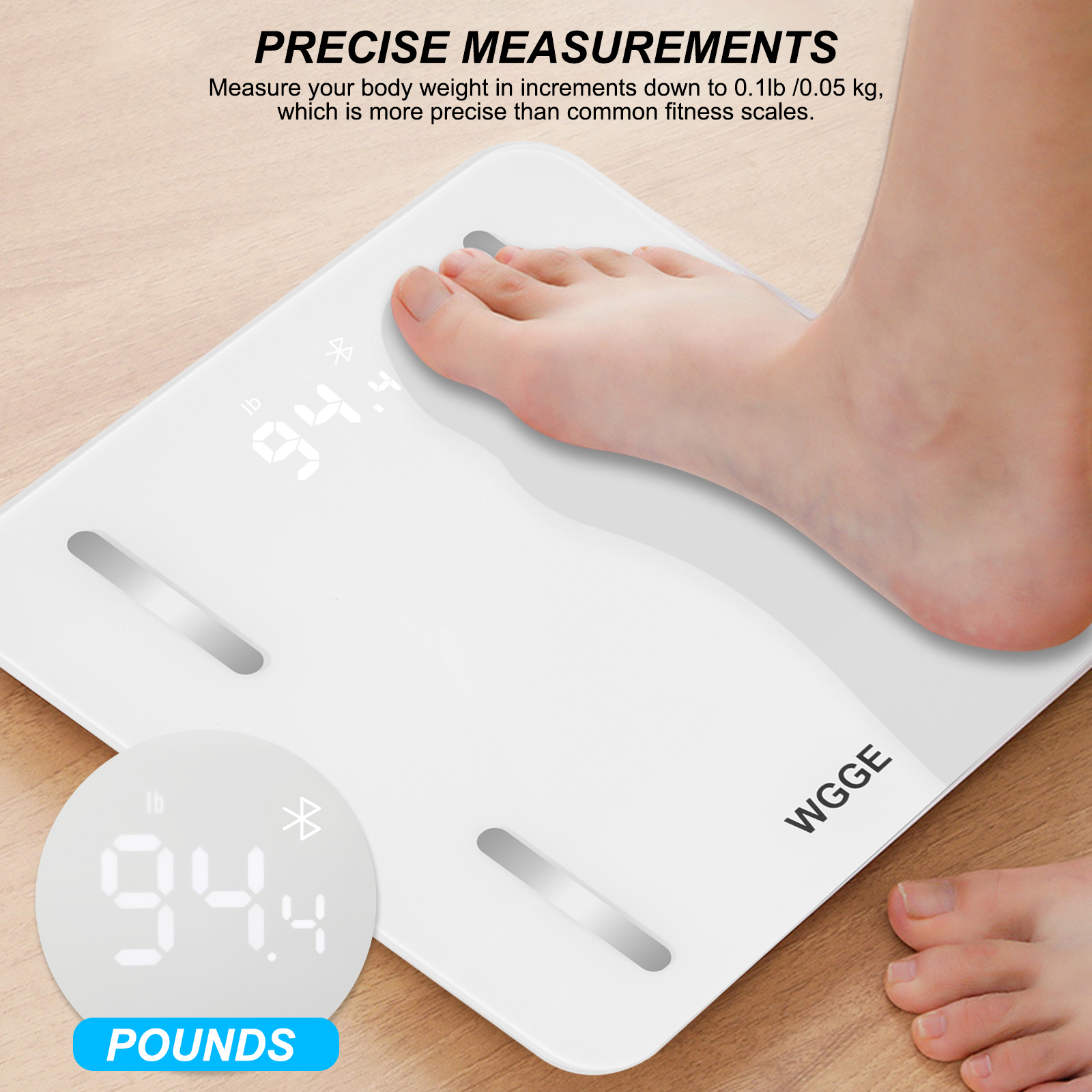 WGGE Bluetooth Body Fat Scale, Smart Digital Bathroom Scale Highly Accurate  with BMI, Body Fat, Body Composition Analyzer with Bluetooth Connect to  Smartphone APP, Max: 400 Pounds /180 kg - W&G Global Electronics Inc